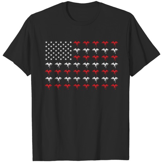 Mothman Cryptid US Flag July the 4th T-shirt