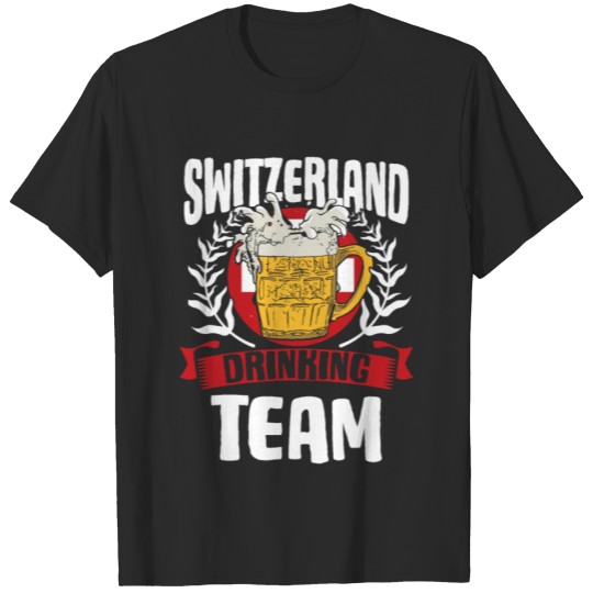 Discover Switzerland Drinking Team Swiss Flag Beer Lover T-shirt