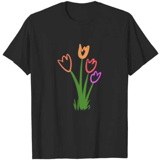 Discover flowers pattern tulip plants cartoon T-shirt