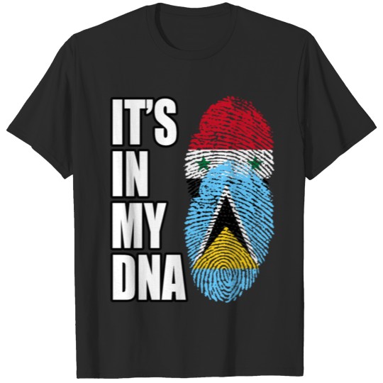 Discover Syrian And Saint Lucian Vintage Heritage DNA Flag T-shirt