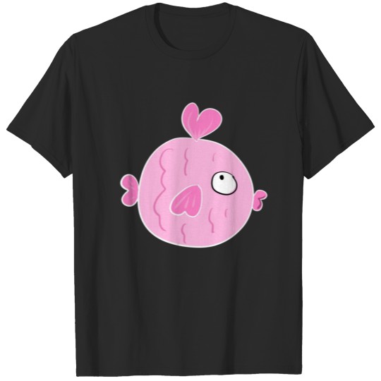 Discover cartoon heart fish sea animal pink symbol funny T-shirt