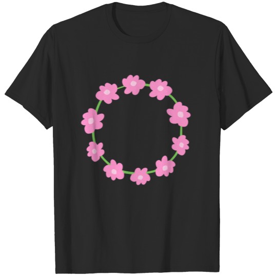 circle symbol shape flowers pink nature T-shirt