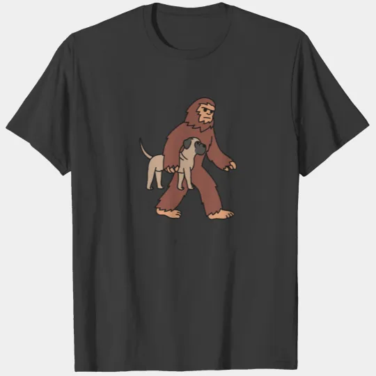 Bigfoot Sasquatch Walking English Mastiff T-shirt