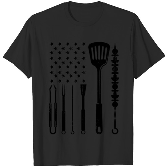 Discover American Grillmaster USA Flag Smoking Barbeque T-shirt