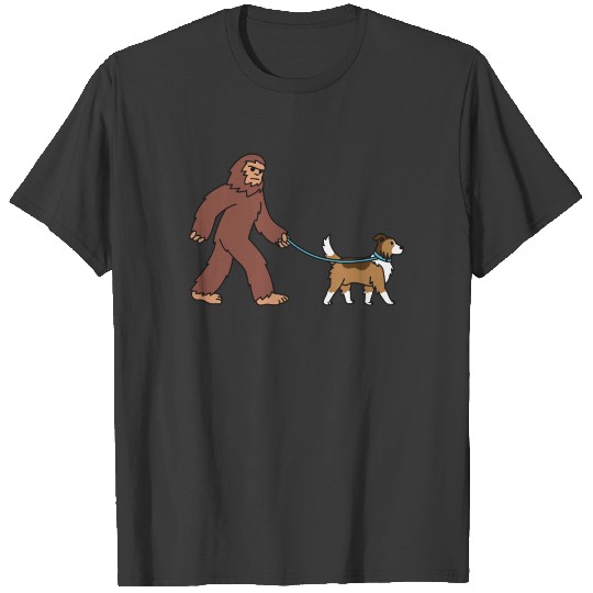 Bigfoot Sasquatch Walking Shetland Sheepdog T-shirt