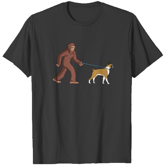 Bigfoot Sasquatch Walking Boxer Dog T-shirt