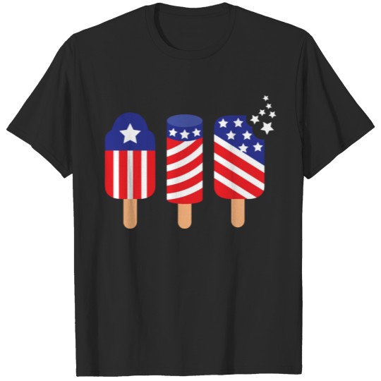 Discover 4th of July Popsicle American Flag Red White Blue T-shirt