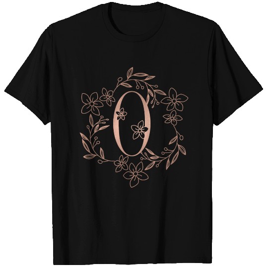 Cute Rose Gold Floral Monogram O T-shirt