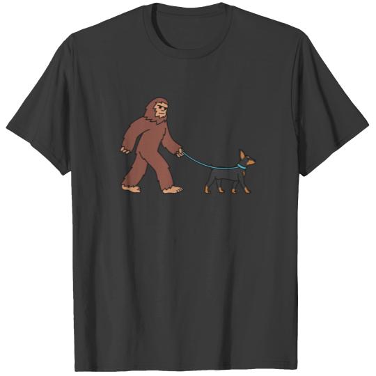 Bigfoot Sasquatch Walking Miniature Pinscher T-shirt