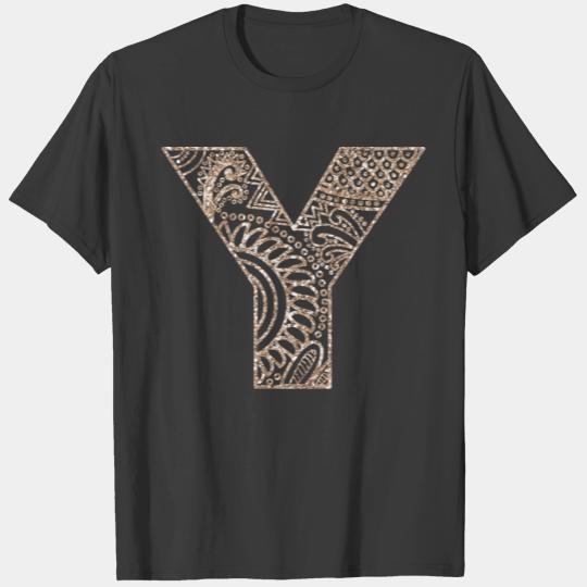 Floral Mandala Monogram Y| Mandala Monogram Y T-shirt