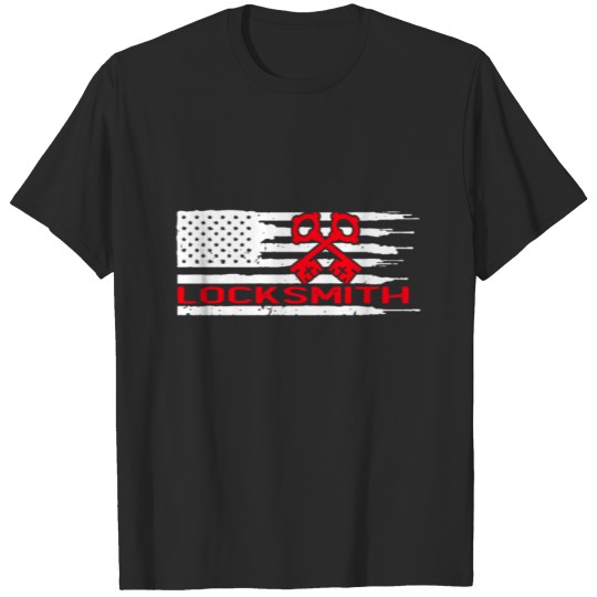 Discover US Flag Patriotic Locksmith Lock Picking T-shirt