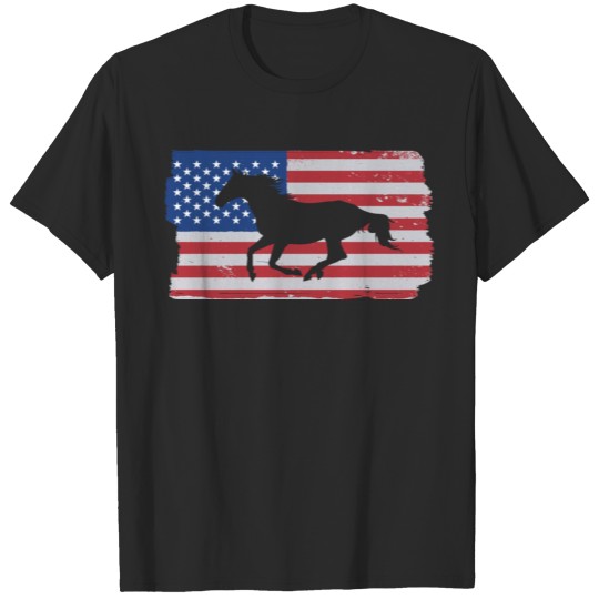Patriotic Horse American Flag Horseback Riding T-shirt