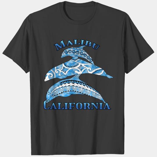 Malibu California Vacation Tribal Dolphins T-shirt