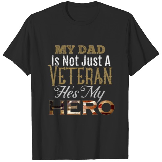 Discover Veteran Dad Hero USA American Flag Patriotic Fathe T-shirt