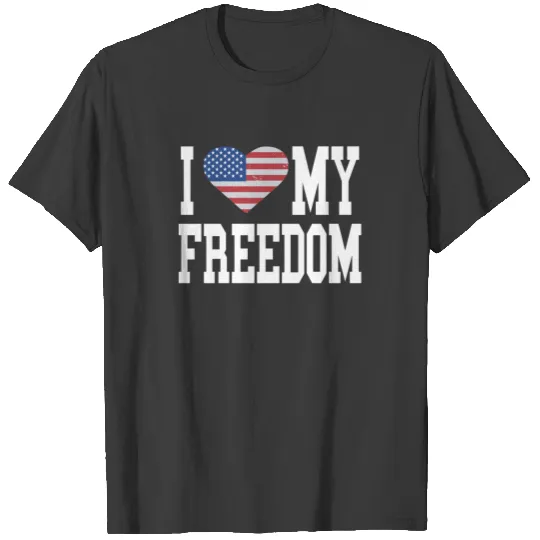 Patriotic American Flag I Heart Freedom, I Love T-shirt