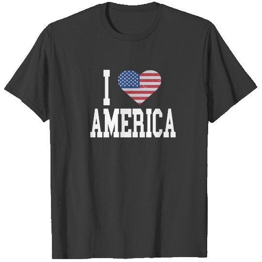 US Flag Proud American I Heart America, I Love T-shirt