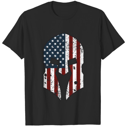 Discover Spartan Helmet American Flag T-shirt