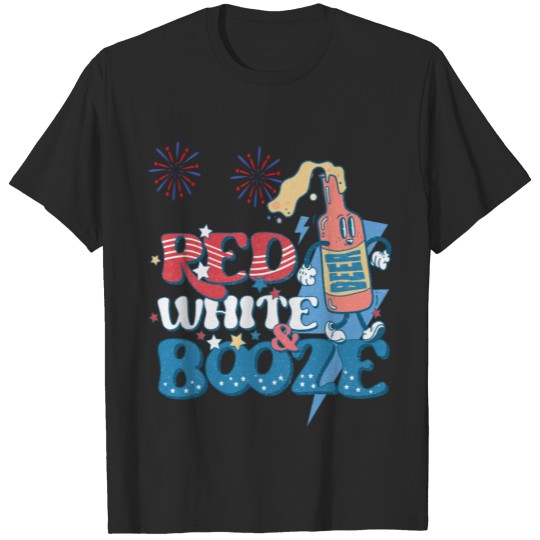 Retro Red White And Booze Patriotic 4th of July T-shirt