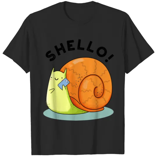 Discover Shello Funny Snail Telephone Pun T-shirt