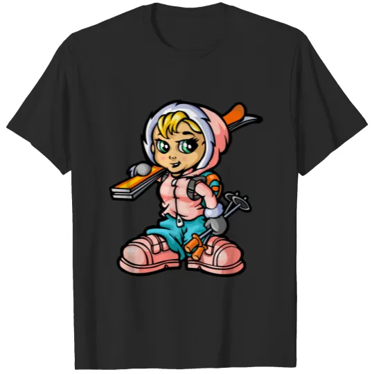 Discover Snow girl and skis T-shirt