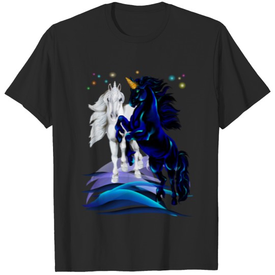 Discover Two Unicorns and Waves T-shirt