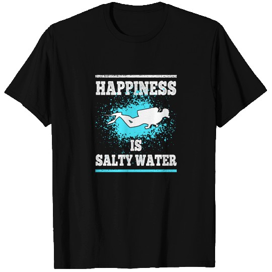 Scuba Diving Happiness is Salty Water Distressed T-shirt