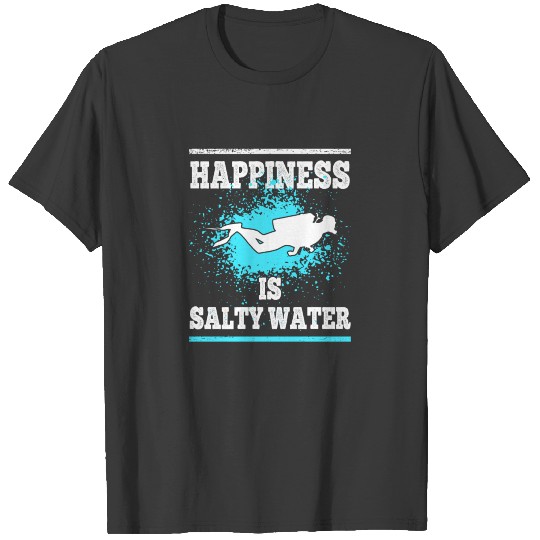 Scuba Diving Happiness is Salty Water Distressed T-shirt