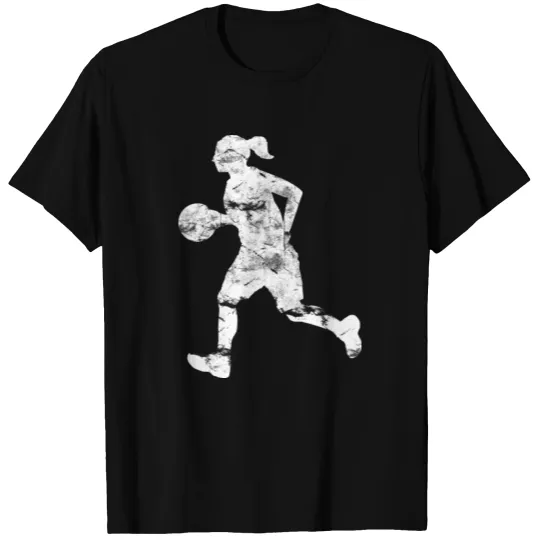 Basketball Girl Used Look Retro T-shirt