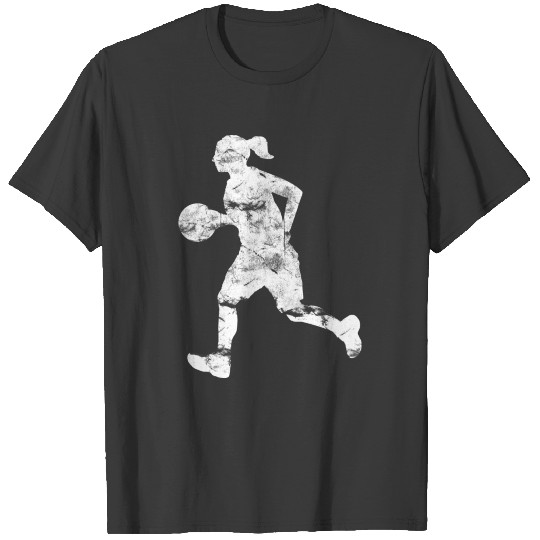 Basketball Girl Used Look Retro T-shirt