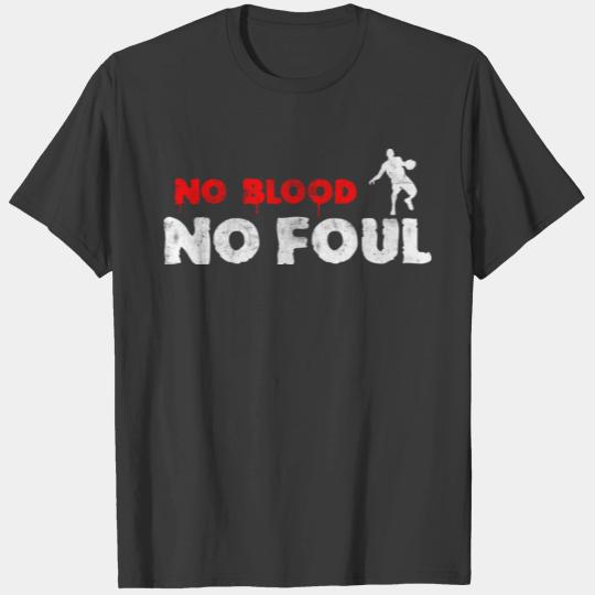 Basketball Slogan No Blood No Foul Used Look Retro T-shirt