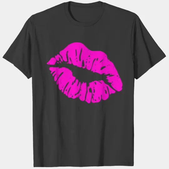 ټ♥Hot Neon Pink Luscious Kissy Lips-Muah XXX♥ ټ T-shirt