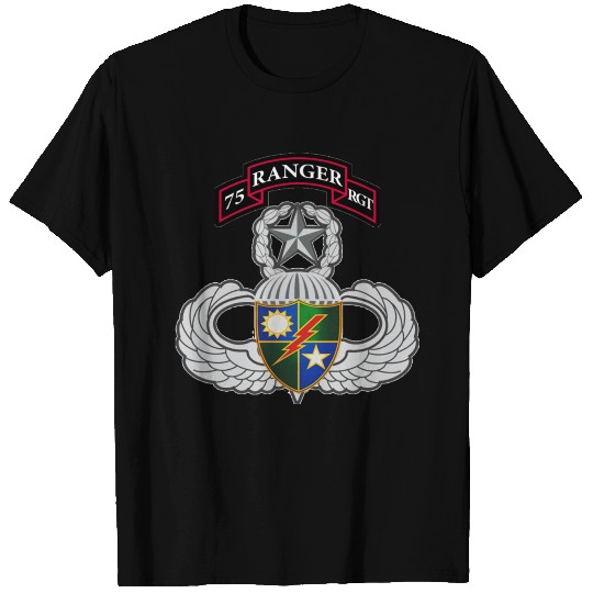 75th Ranger w Master Parachute Wings T-shirt