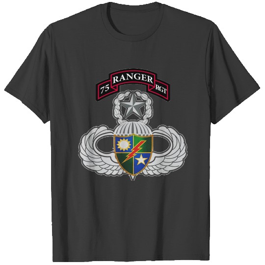 75th Ranger w Master Parachute Wings T-shirt