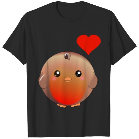 Cute Robin Bird and Heart T-shirt