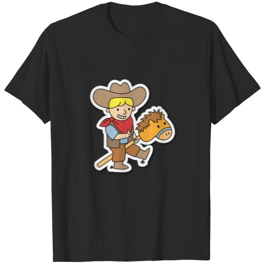 Discover cute cowboy on toy horse stick T-shirt