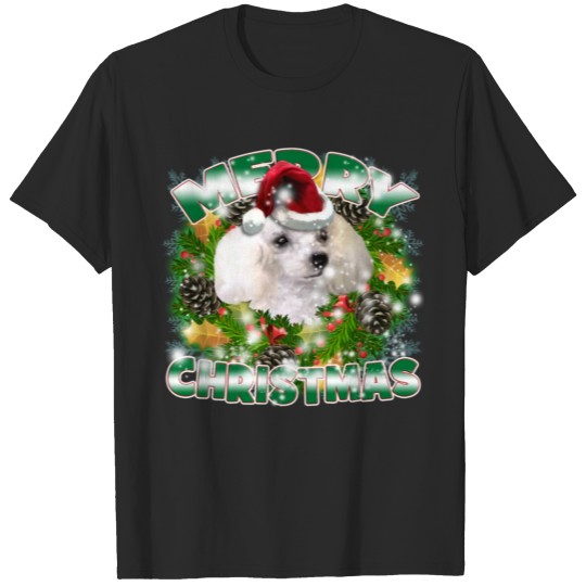Discover Dog Lover Merry Christmas Poodle T-shirt