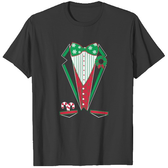 Merry Christmas Tuxedo T Shirt (Red) T-shirt