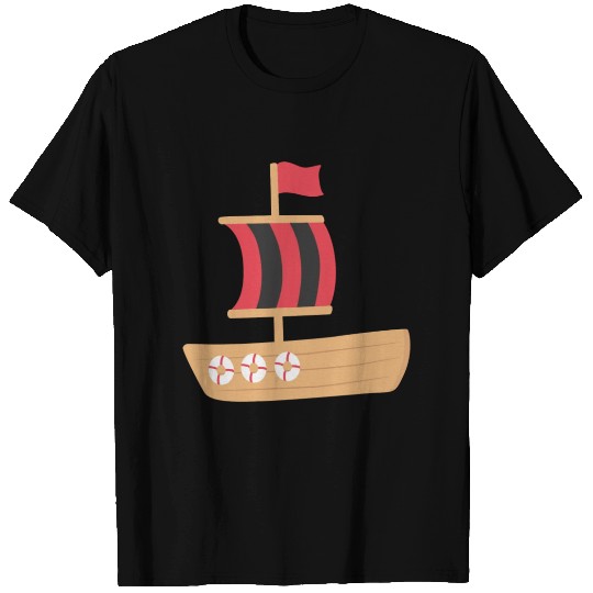 red and black pirate boat T-shirt