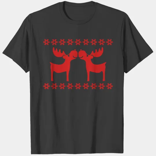 moose caribou reindeer rudolph snowflake elk T-shirt