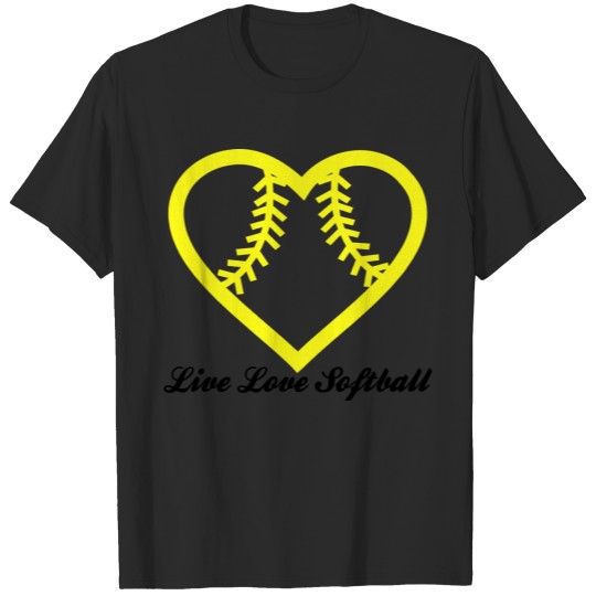 Discover Live Love Softball with Softball heart Design T-shirt