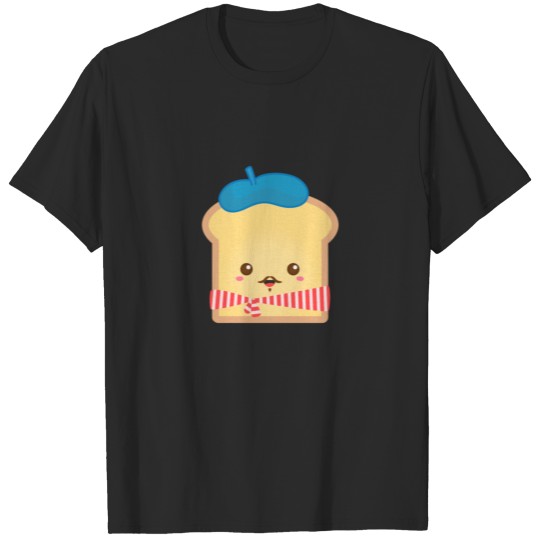 Discover cute French toast with blue beret hat T-shirt