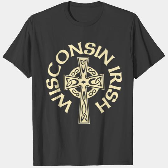 Wisconsin Irish Celtic Cross Apparel Clothing Tee T-shirt