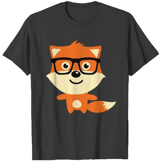 Cute & Funny Hipster Baby fox with nerd glasses T-shirt