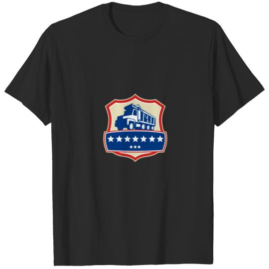 Triple Axle Dump Truck Stars Crest Retro T-shirt