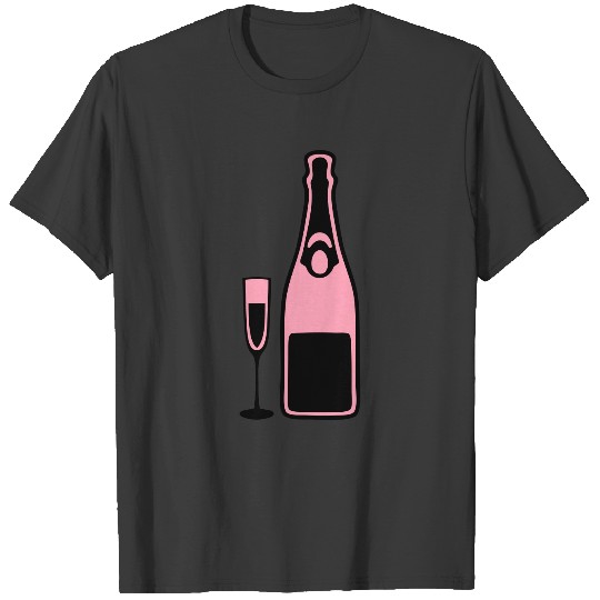 bottle champagne flute glass T-shirt