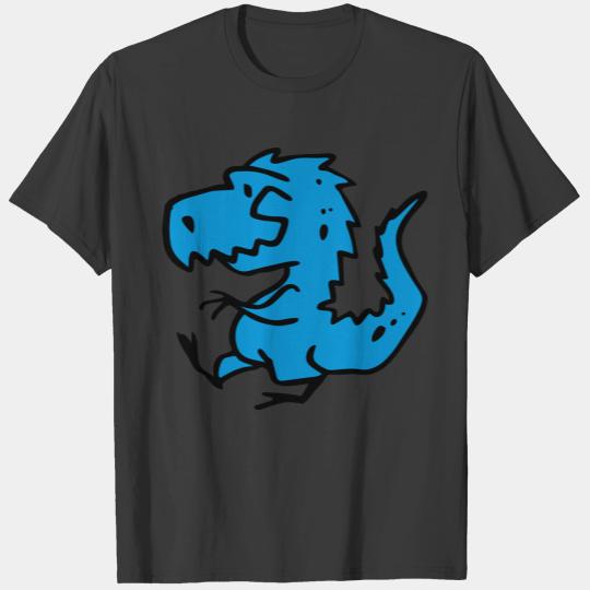 Blue Cartoon Cool Dragon Drawing T-shirt
