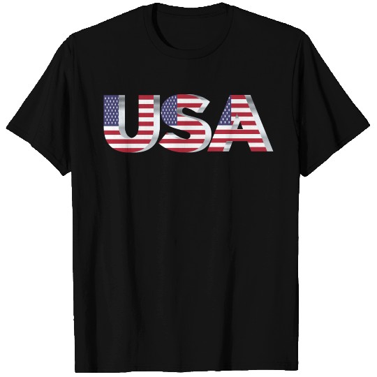USA Flag Typography Silver No Background T-shirt