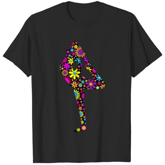 Discover Floral Female Yoga Pose Silhouette 3 T-shirt