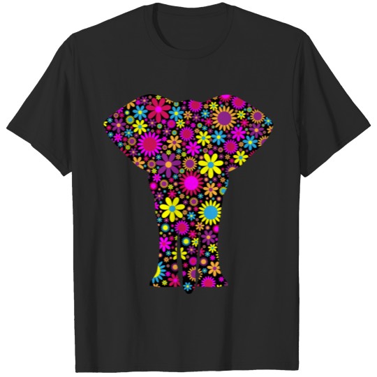 Discover Floralific Pattern Elephant Silhouette T-shirt