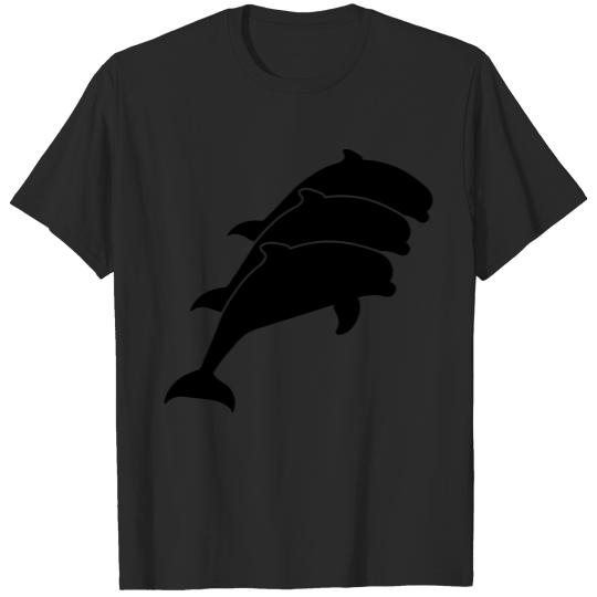 Discover 3 delfine friends team black silhouette outline do T-shirt